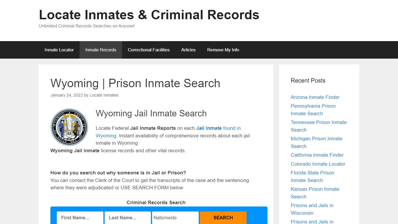 Wyoming | Prison Inmate Search – Locate Inmates & Criminal ...